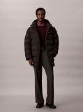 Black Channelled Down Puffer Coat  Men