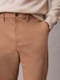 Beige Slim Tapered Sateen Chino Trouser  Men
