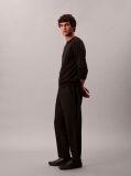 Black Stretch Dobby Straight Leg Trousers  Men