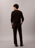 Black Stretch Dobby Straight Leg Trousers  Men