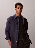 Blue Longsleeve Tech Knit Dobby Relaxed Overshirt  Men
