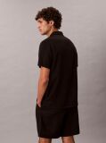 Black Linen Blend Short Sleeve Shirt  Men