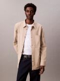 Beige Washed Cotton Canvas Shirt  Men