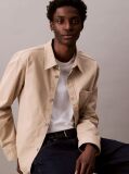 Beige Washed Cotton Canvas Shirt  Men