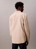 Beige Washed Cotton Canvas Shirt  Men