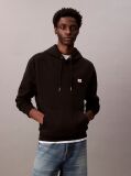 Black Cotton Terry Badge Hoodie  Men