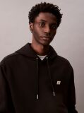 Black Cotton Terry Badge Hoodie  Men