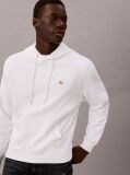 White Cotton Terry Badge Hoodie  Men