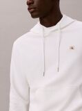 White Cotton Terry Badge Hoodie  Men