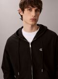Black Relaxed Monogram Zip-Up Hoodie  Men