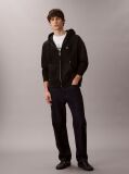 Black Relaxed Monogram Zip-Up Hoodie  Men