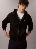 Black Relaxed Monogram Zip-Up Hoodie  Men
