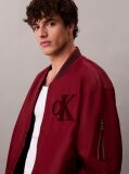 Red Nylon Tipped Bomber Jacket  Men