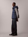 Blue Hooded Down Puffer Gilet  Men