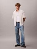 White Shortsleev Solid Poplin Boxy Relaxed Shirt  Men