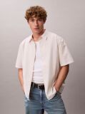 White Shortsleev Solid Poplin Boxy Relaxed Shirt  Men