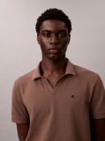 Brown Cotton Piqué Open Collar Polo Shirt  Men