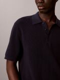 Blue Cotton Waffle Knit Polo Shirt  Men