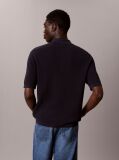 Blue Cotton Waffle Knit Polo Shirt  Men