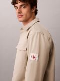 Beige Cotton Twill Utility Overshirt  Men