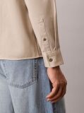 Beige Cotton Twill Utility Overshirt  Men
