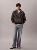 Blue Striped Quarter-Zip Sweatshirt  Men