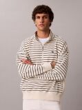 White Striped Quarter-Zip Sweatshirt  Men