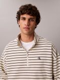 White Striped Quarter-Zip Sweatshirt  Men