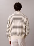 White Striped Quarter-Zip Sweatshirt  Men