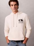 White Bold Logo Sueded Terry Hoodie  Men