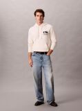 White Bold Logo Sueded Terry Hoodie  Men
