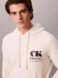 White Bold Logo Sueded Terry Hoodie  Men