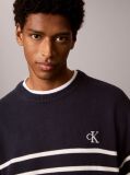 Blue Relaxed Cotton Stripe Jumper  Men