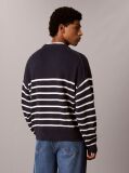 Blue Relaxed Cotton Stripe Jumper  Men