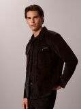 Μαύρο Κοτλέ Shirt Jacket Με Χαλαρή Γραμμή  Άνδρας