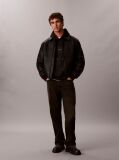 Black Premium Terry Denim Logo Hoodie  Men