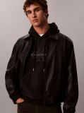 Black Premium Terry Denim Logo Hoodie  Men