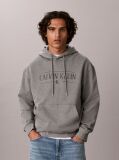 Grey Cotton Fleece Varsity Logo Hoodie  Men