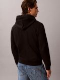 Black Cotton Fleece Varsity Logo Hoodie  Men