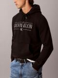 Black Cotton Fleece Varsity Logo Hoodie  Men