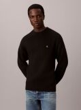 Black Cotton Ribbed Jumper  Men