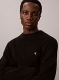 Black Cotton Ribbed Jumper  Men