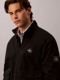Black Cotton Canvas Harrington Jacket  Men