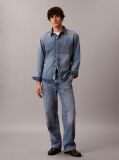 Denim Embossed Denim Overshirt  Men