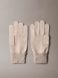 Beige Knit Signature Logo Touchscreen Gloves  Women