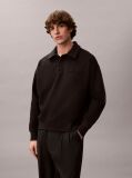 Black Heavy Jersey Logo Long Sleeve Polo Shirt  Men