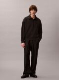 Black Heavy Jersey Logo Long Sleeve Polo Shirt  Men