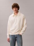 White Heavy Jersey Logo Long Sleeve Polo Shirt  Men