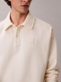 White Heavy Jersey Logo Long Sleeve Polo Shirt  Men