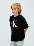 Μαύρο T-Shirt Με Διχτυωτό Λογότυπο Μπροστά  Αγόρι